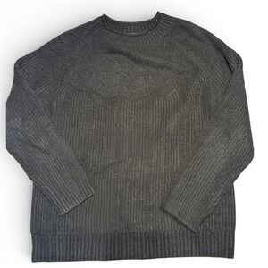 Talbots Women's Sweater Black Cable Knit Crew Neck‎ Long Sleeve Size L